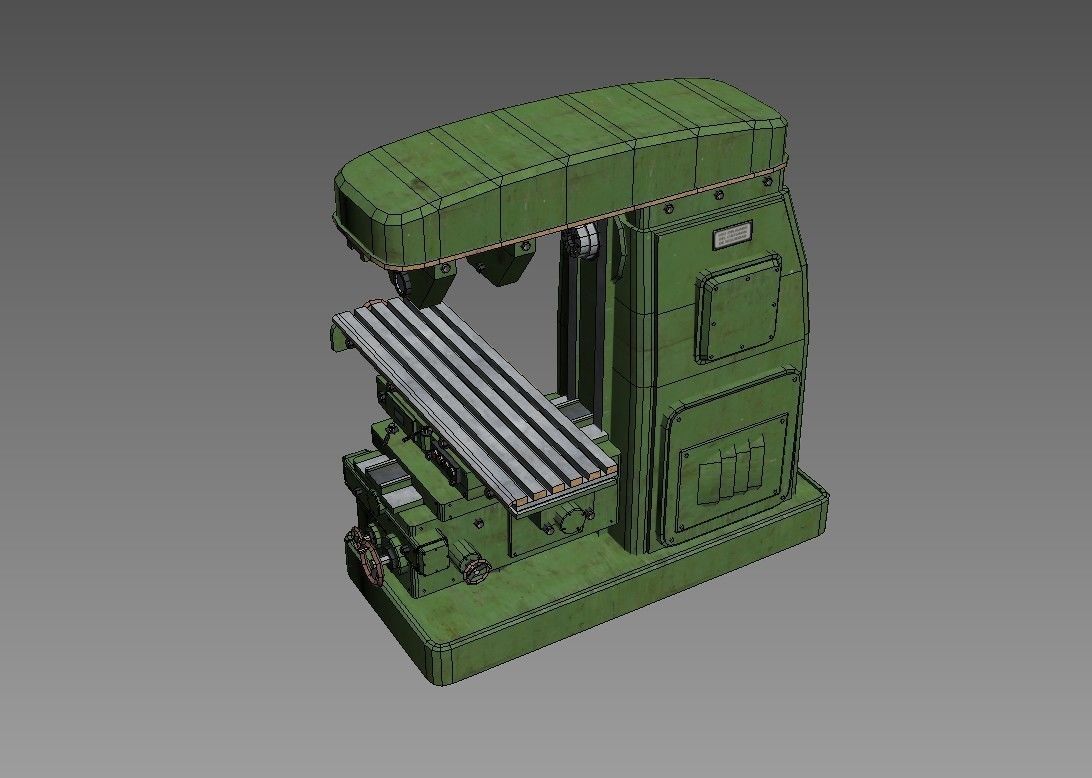 horizontal milling machine 1 Low-poly 3D model_8