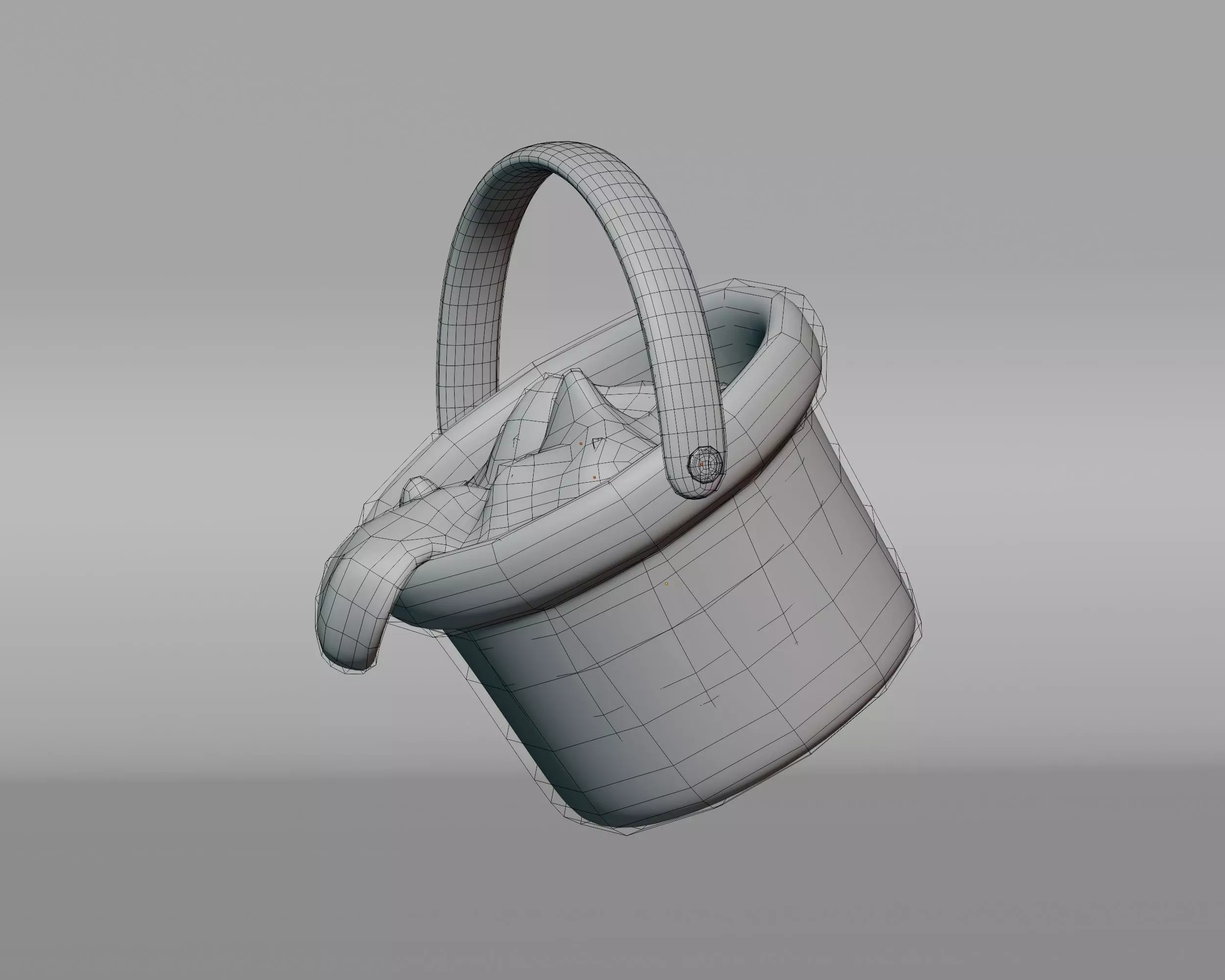 Water bucket Low-poly 3D model_1