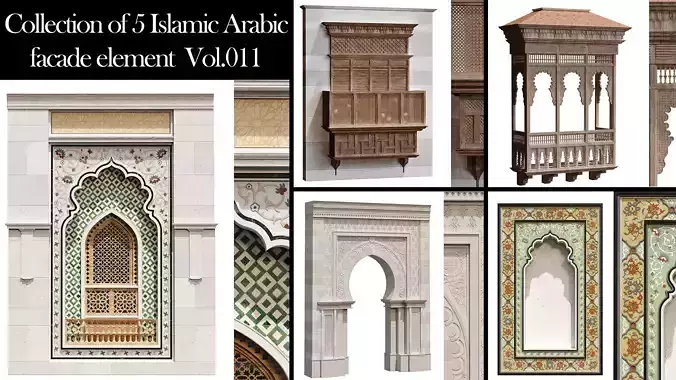 5 islamic arabic facade element pack vol 01