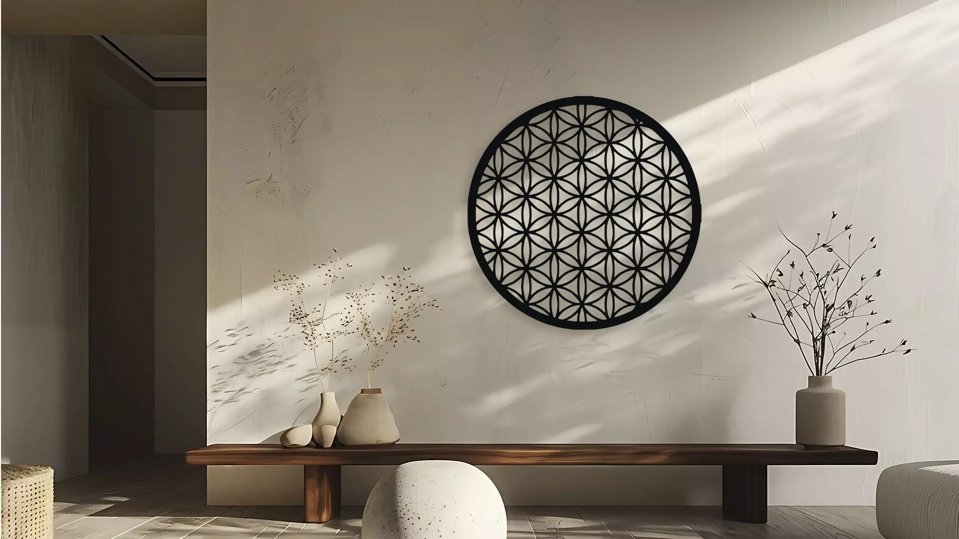 Flower of Life Sacred Geometry Wall Art Decor 3D model_0
