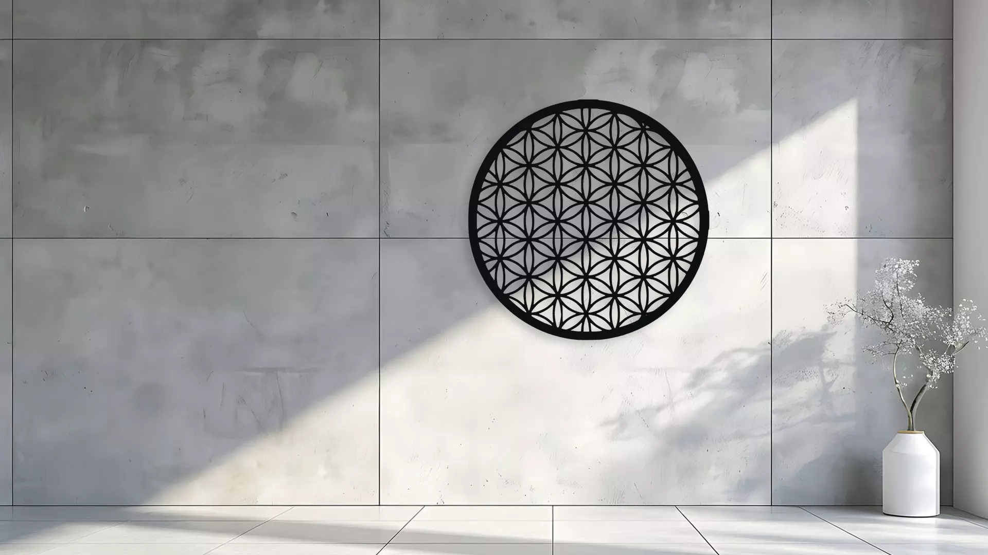 Flower of Life Sacred Geometry Wall Art Decor 3D model_1