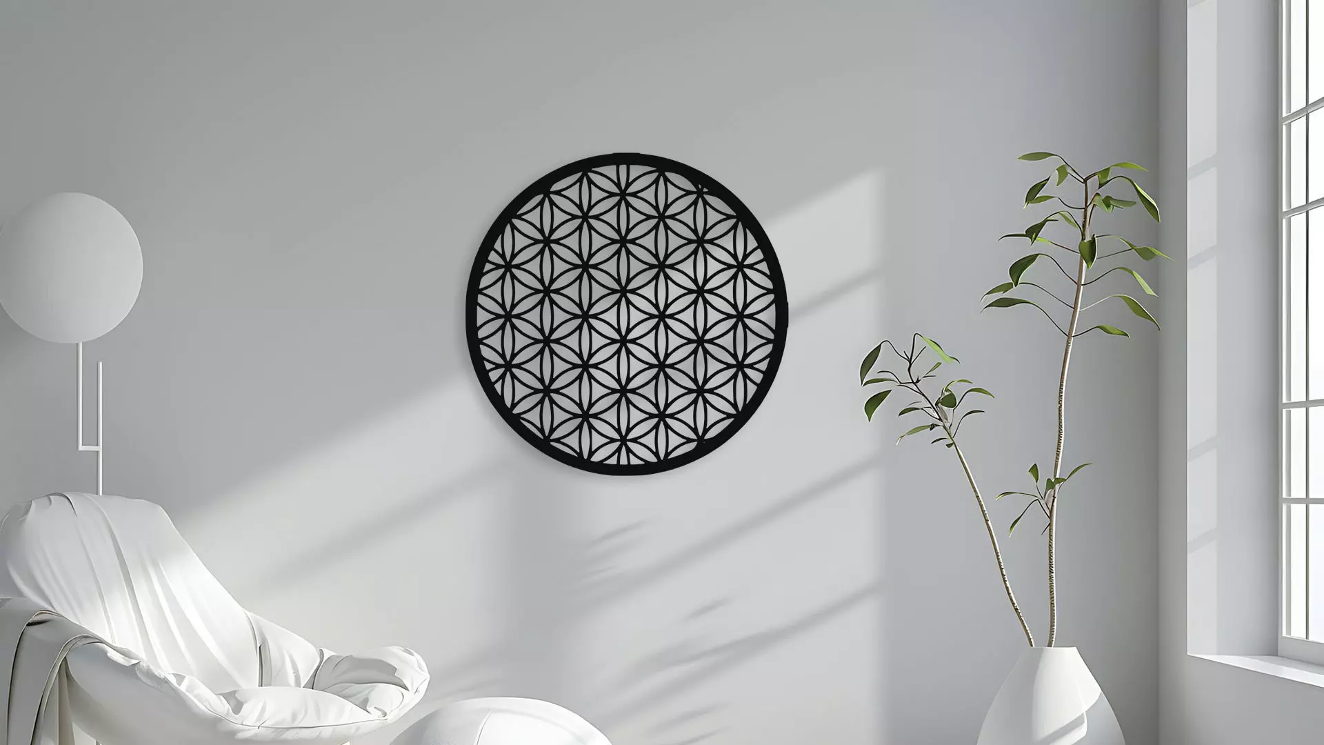 Flower of Life Sacred Geometry Wall Art Decor 3D model_4