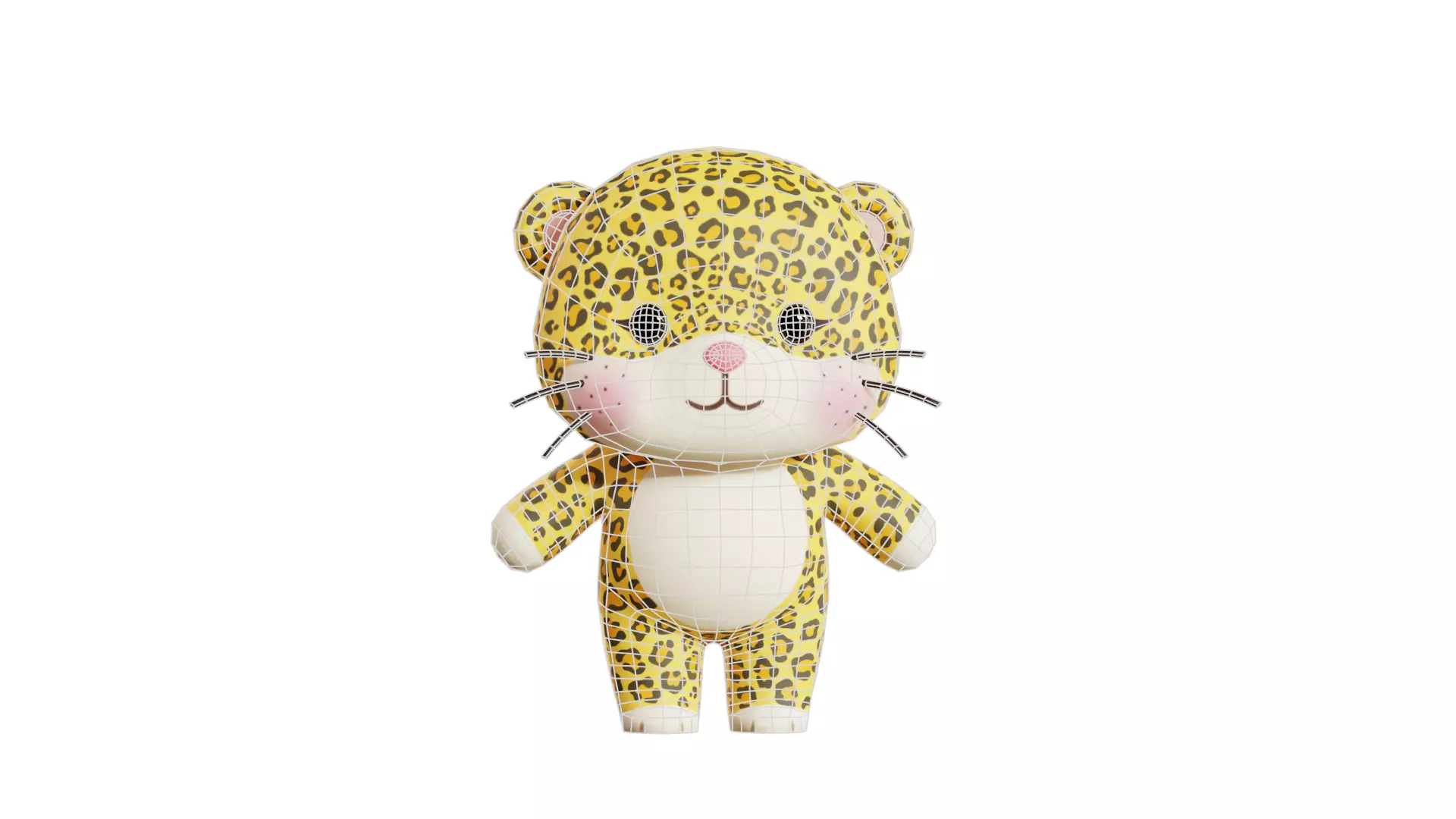 Leopard Character Cartoon Chibi Kawaii Rigged Animated Low-poly 3D model_11