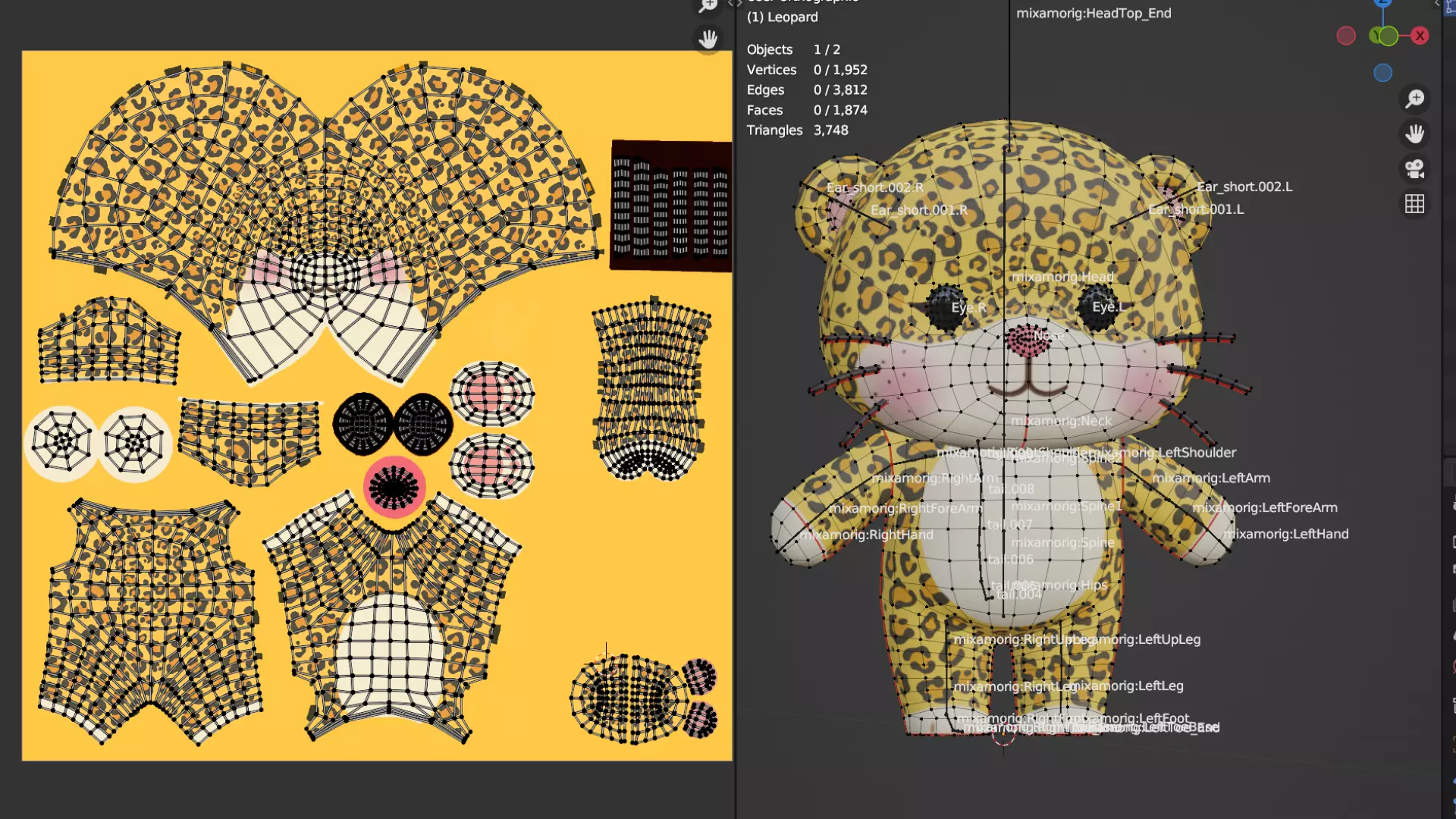 Leopard Character Cartoon Chibi Kawaii Rigged Animated Low-poly 3D model_13