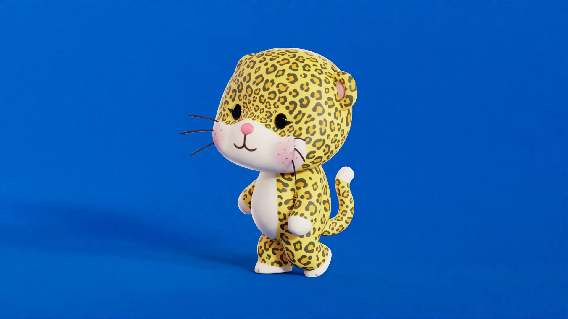 Leopard Character Cartoon Chibi Kawaii Rigged Animated Low-poly 3D model_2