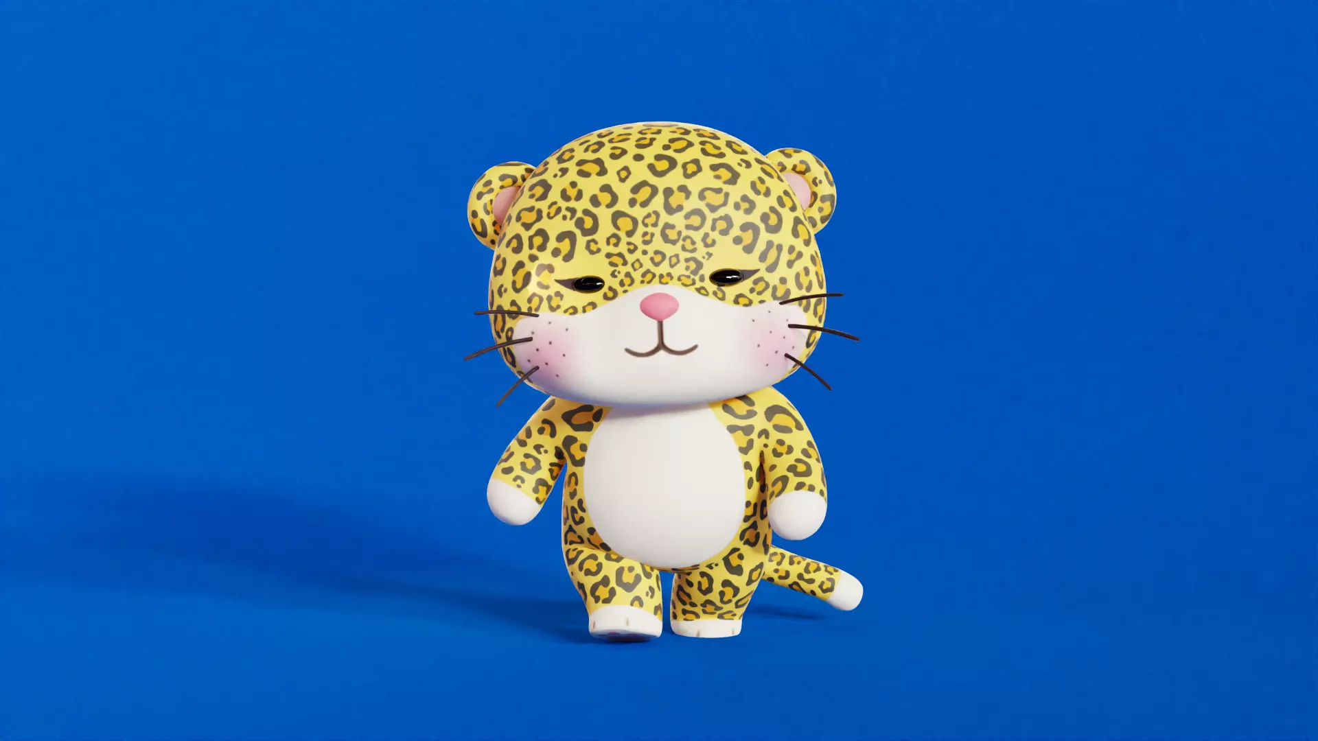 Leopard Character Cartoon Chibi Kawaii Rigged Animated Low-poly 3D model_6
