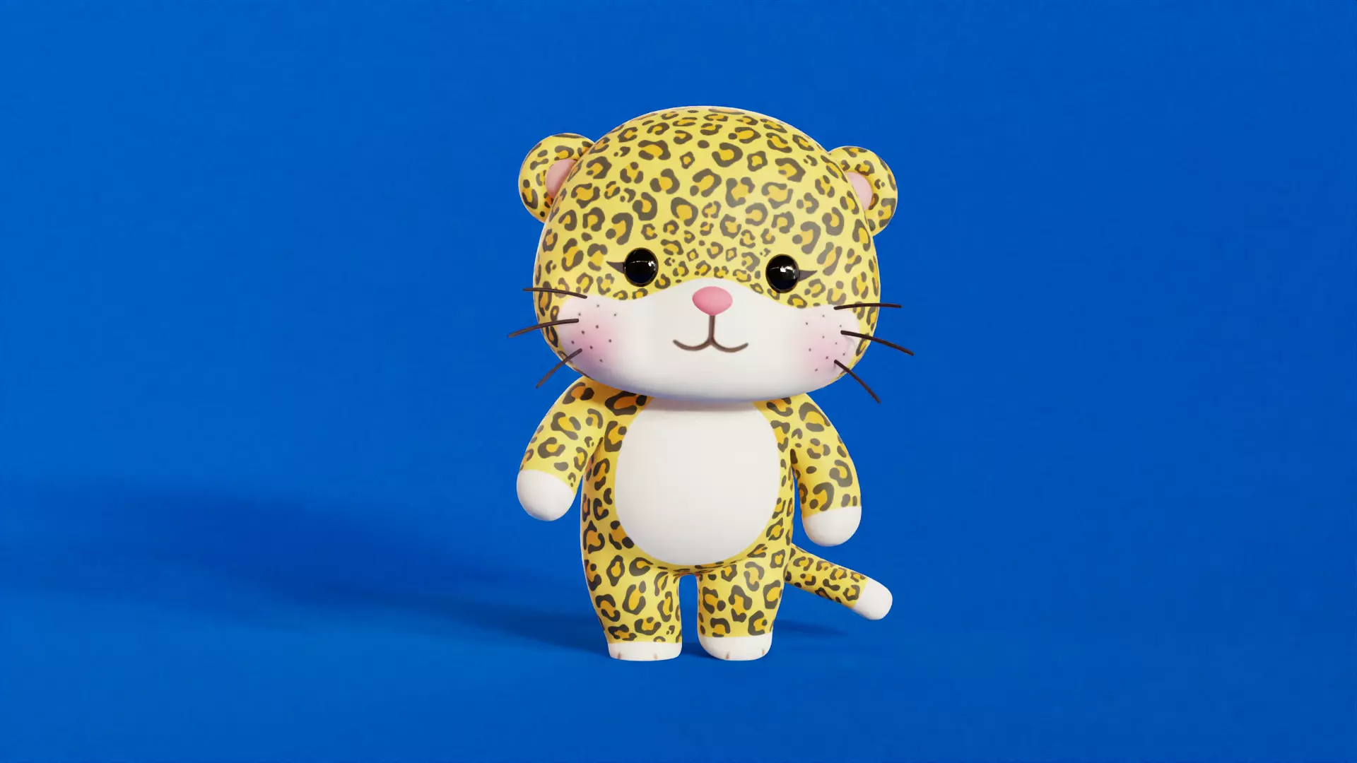 Leopard Character Cartoon Chibi Kawaii Rigged Animated Low-poly 3D model_0