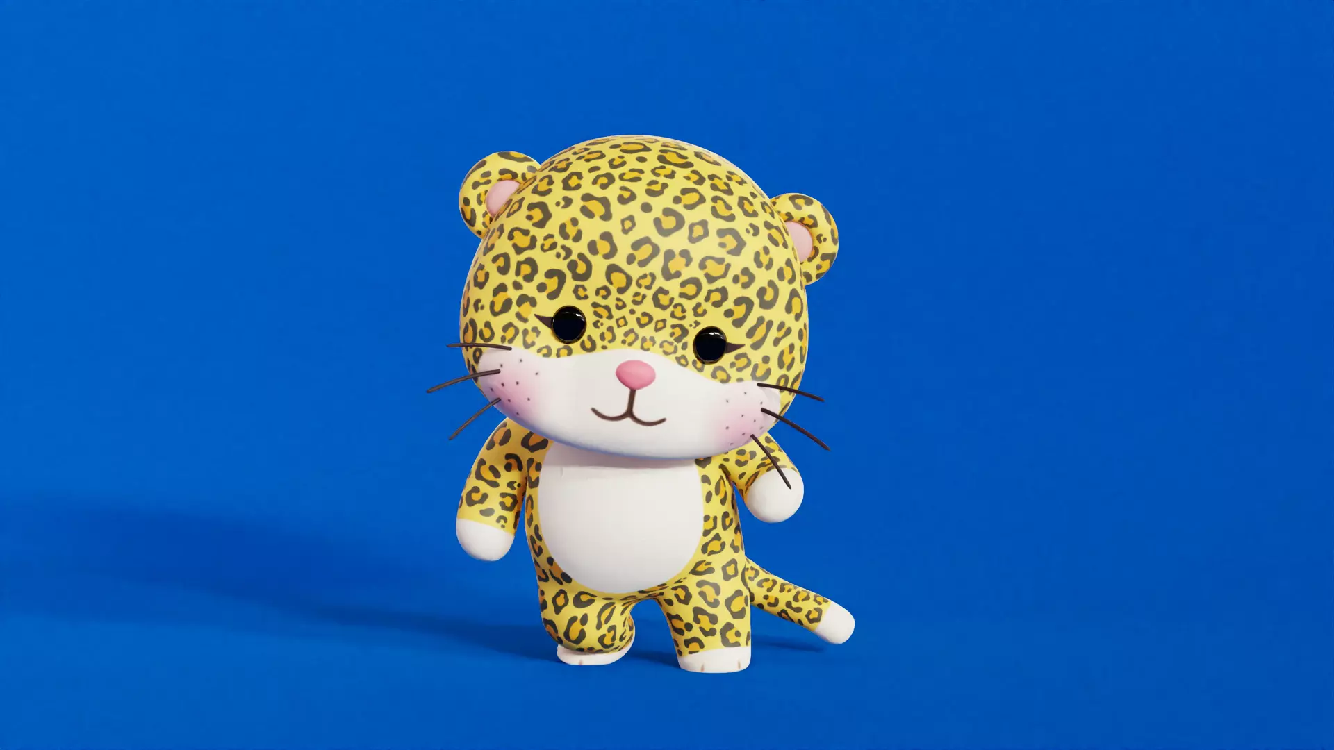 Leopard Character Cartoon Chibi Kawaii Rigged Animated Low-poly 3D model_5