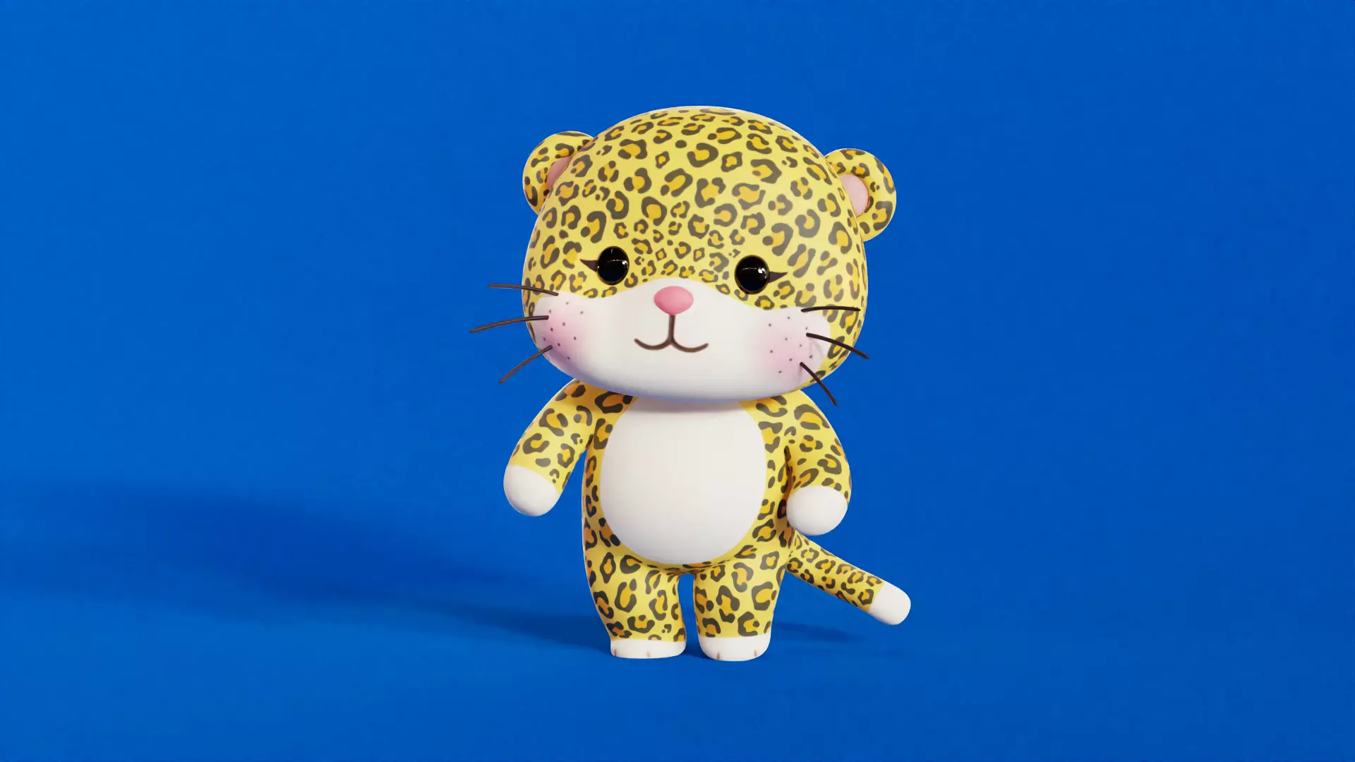 Leopard Character Cartoon Chibi Kawaii Rigged Animated Low-poly 3D model_7