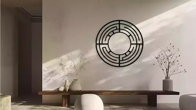Circular Labyrinth Maze Wall Decor Art 3D model
