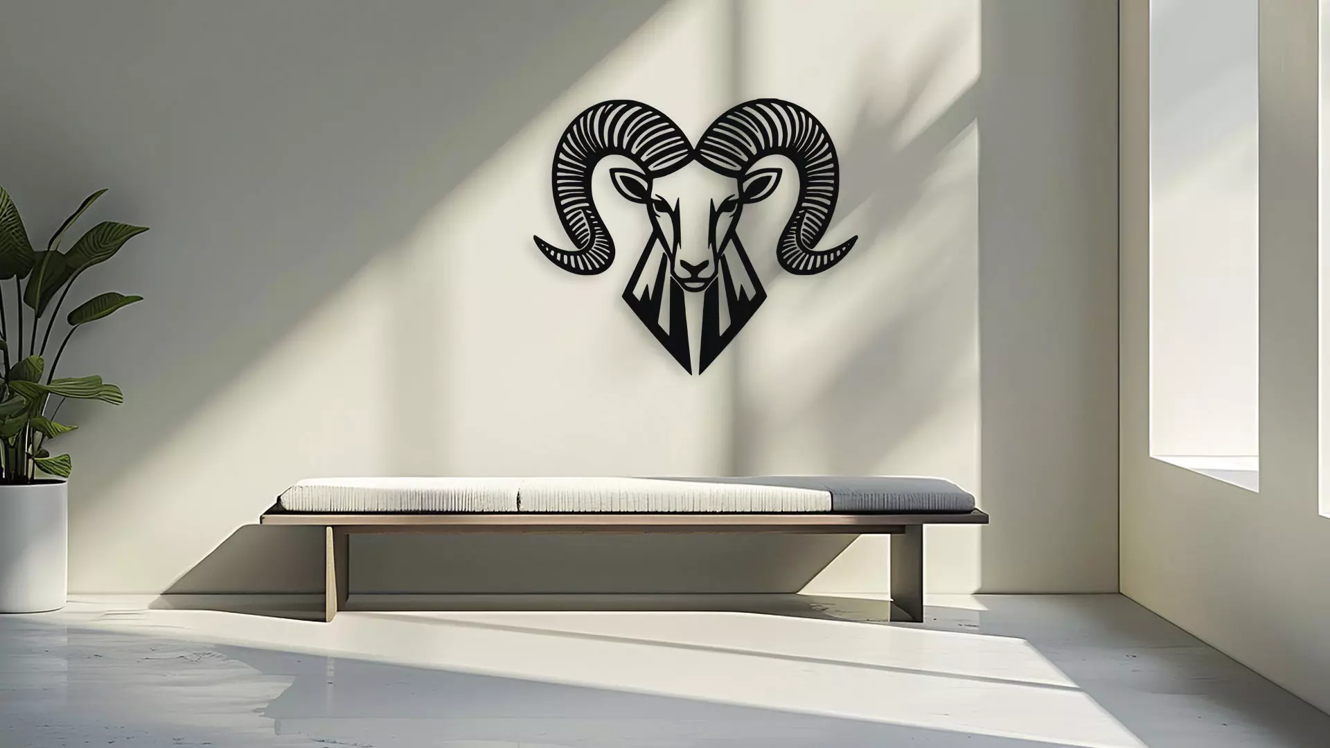 Ram Head Wall Decor Art 3D model_3