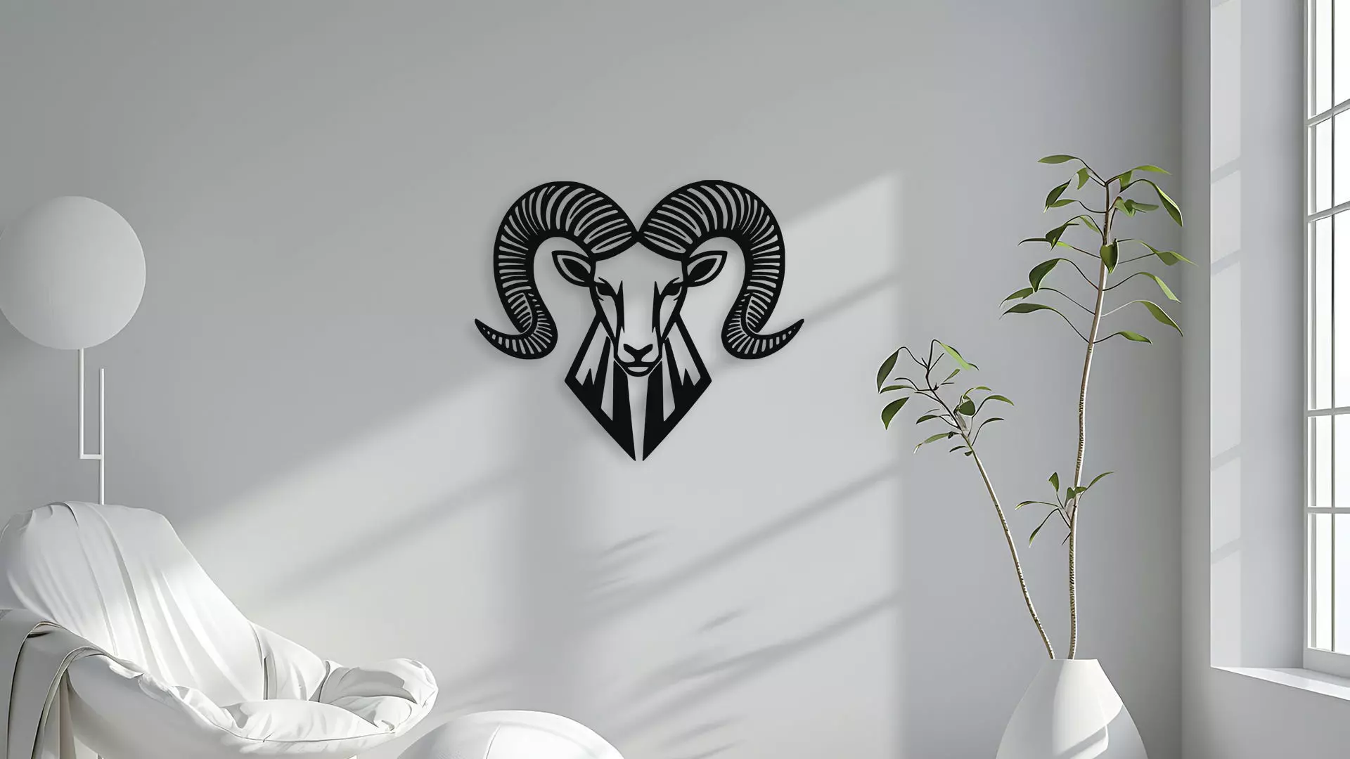 Ram Head Wall Decor Art 3D model_4