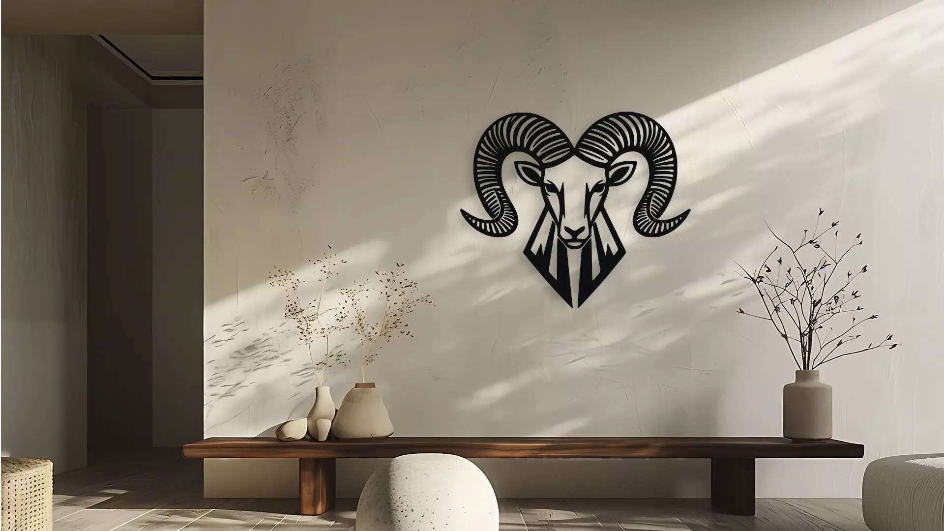 Ram Head Wall Decor Art 3D model_0