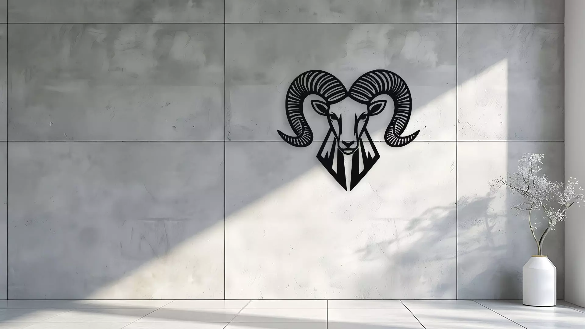 Ram Head Wall Decor Art 3D model_1