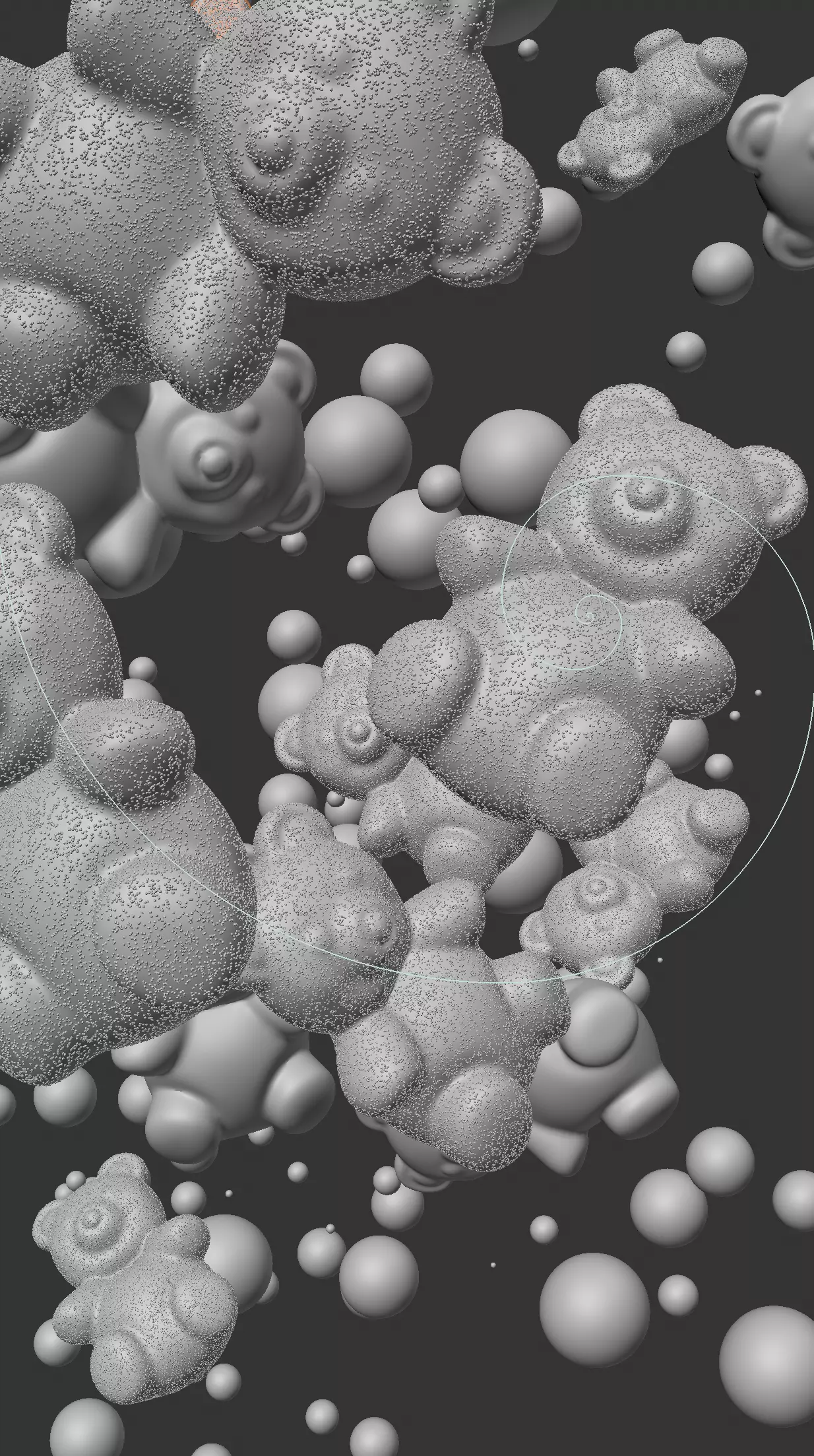 Gummy Bear Candy 3D Scene Floating Jelly Bears 3D model_1