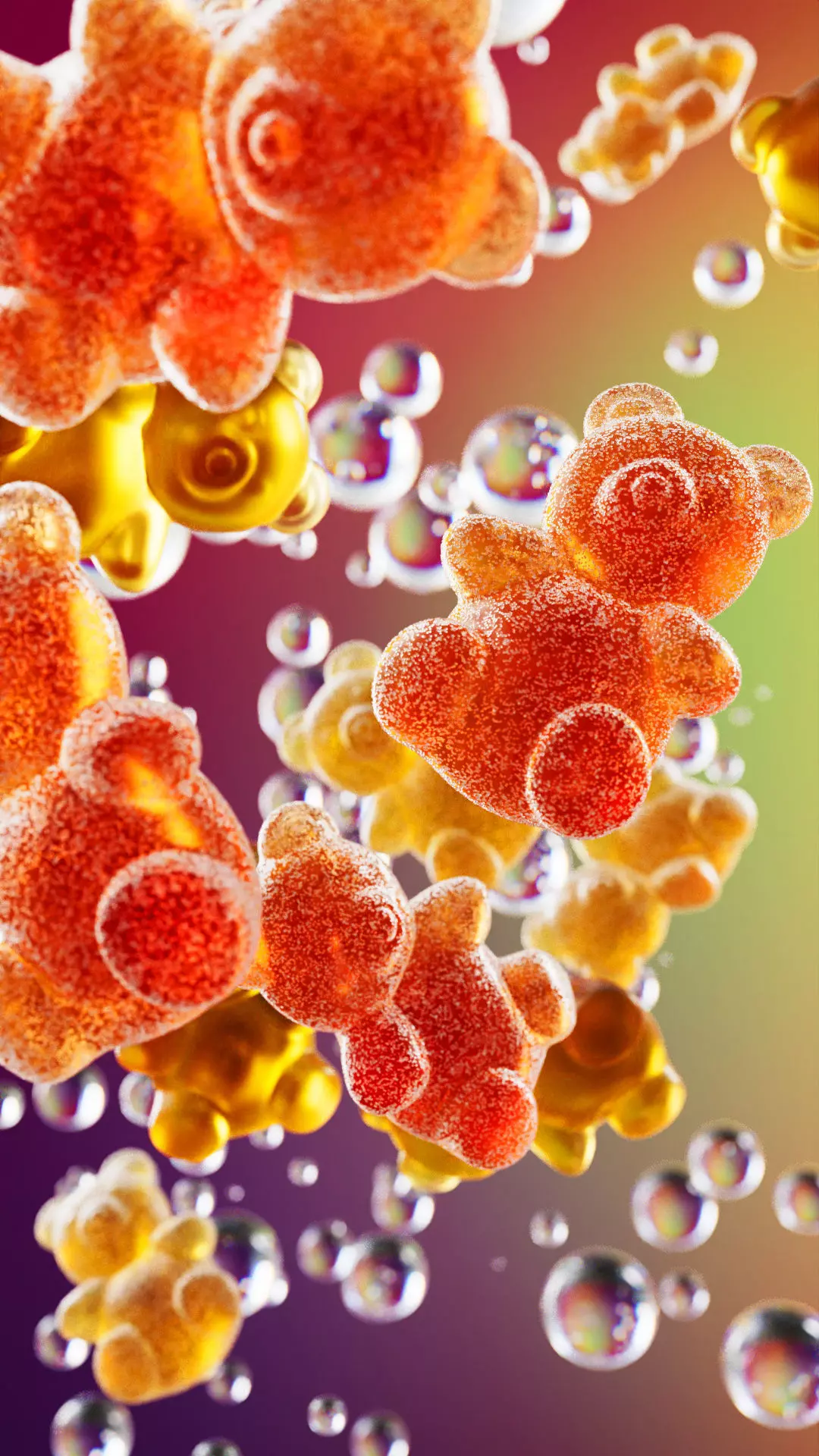 Gummy Bear Candy 3D Scene Floating Jelly Bears 3D model_0