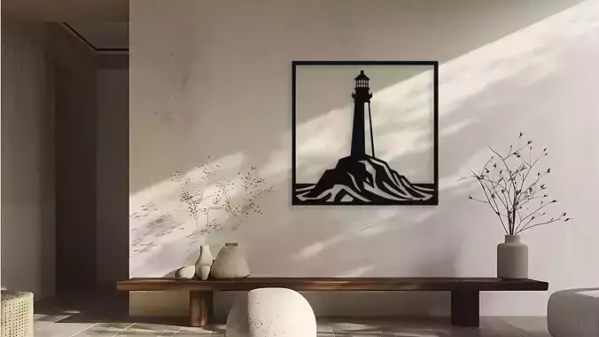 Lighthouse on Island Wall Decor Art