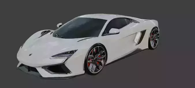 White Supercar 3D Model