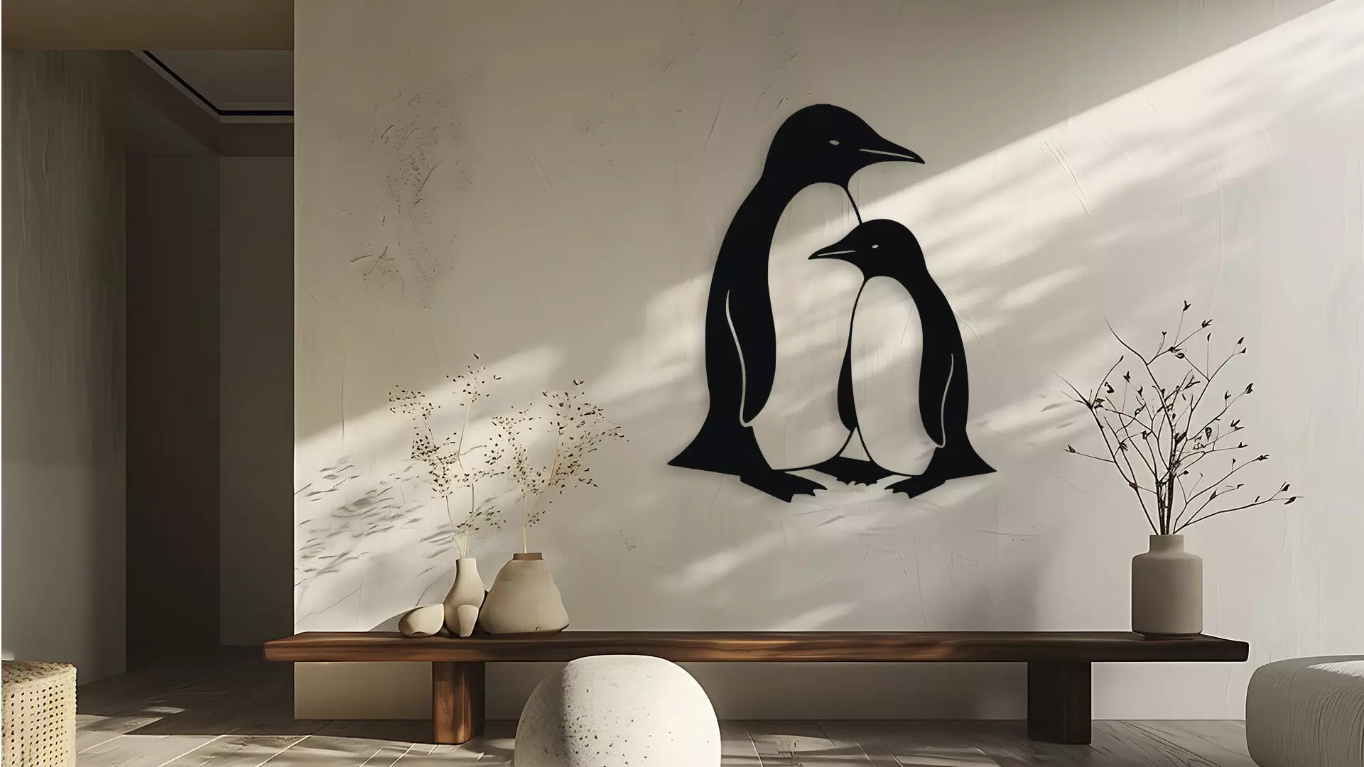 Penguin Family Wall Decor 3D model_0