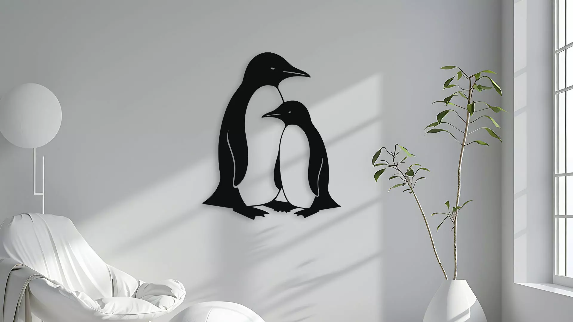 Penguin Family Wall Decor 3D model_4