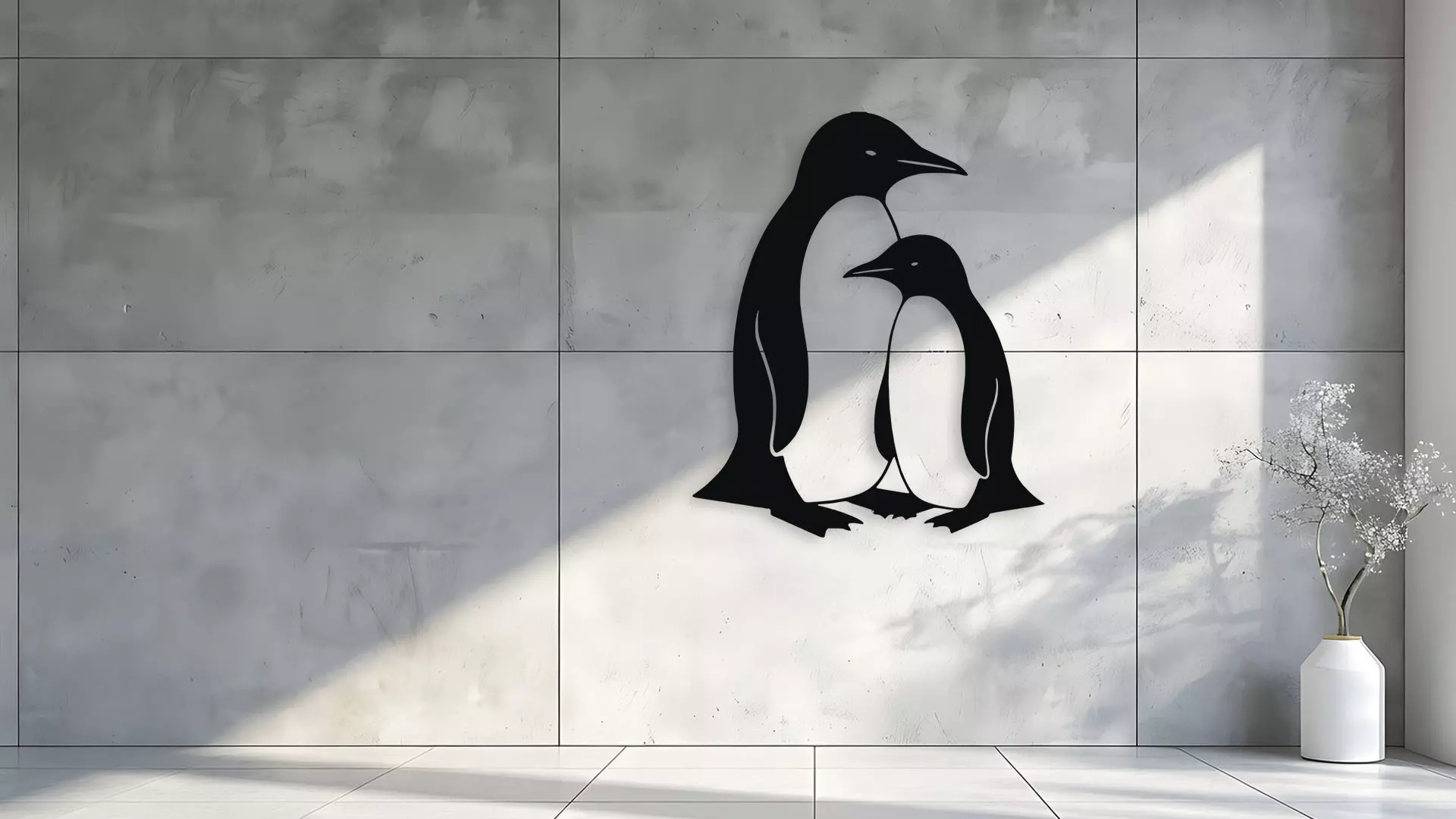 Penguin Family Wall Decor 3D model_1