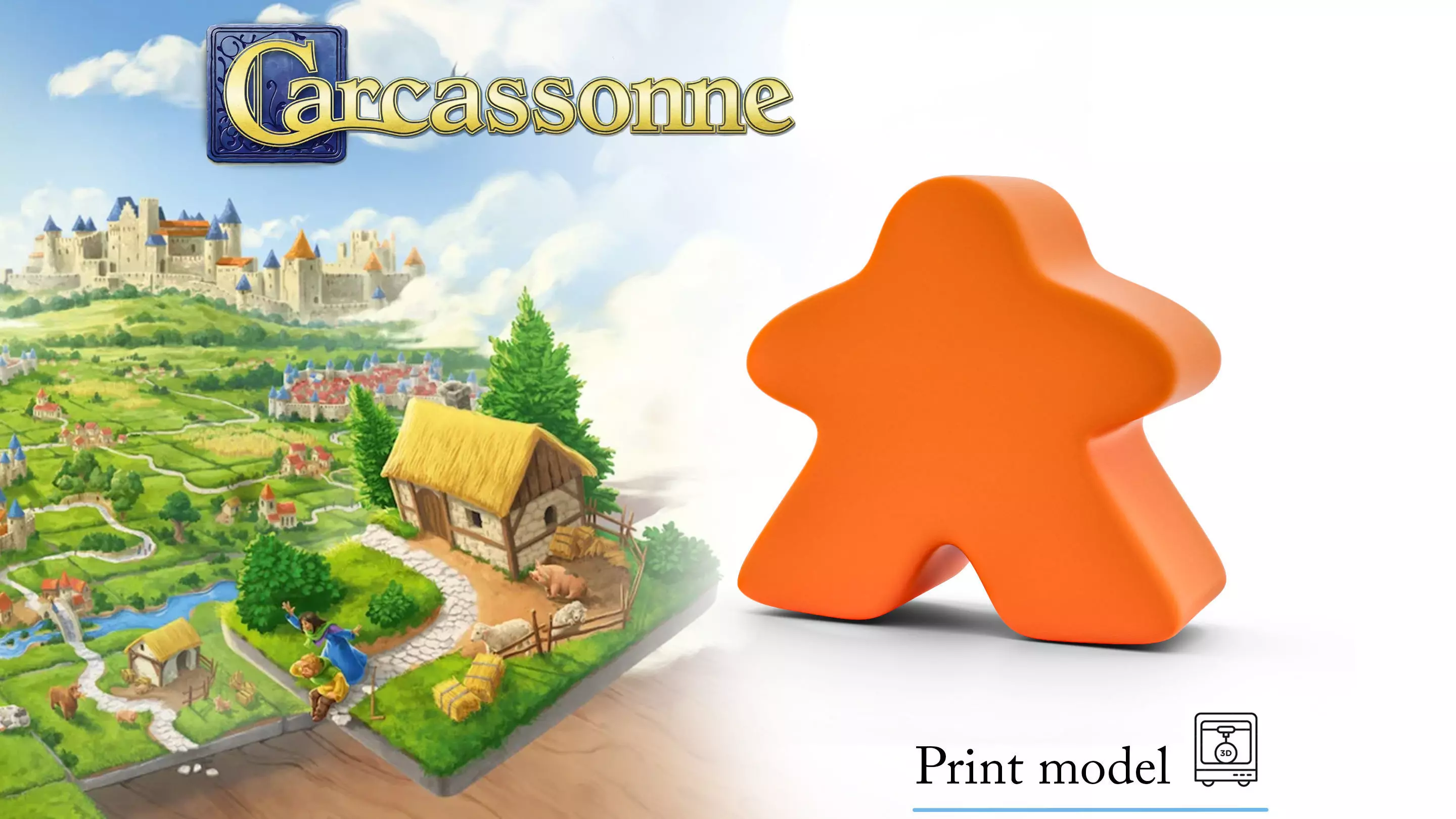 Stylized Orange Meeple Figure  3D Printable Character Token Free 3D print model_0