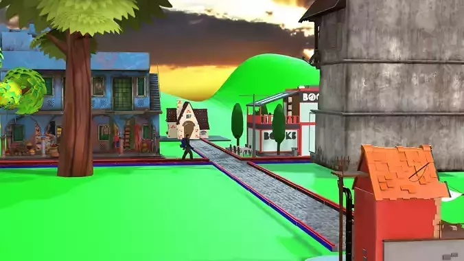 Stylized Ruined City  Game Environment and Sci Fi Icon Pack 3D model 2