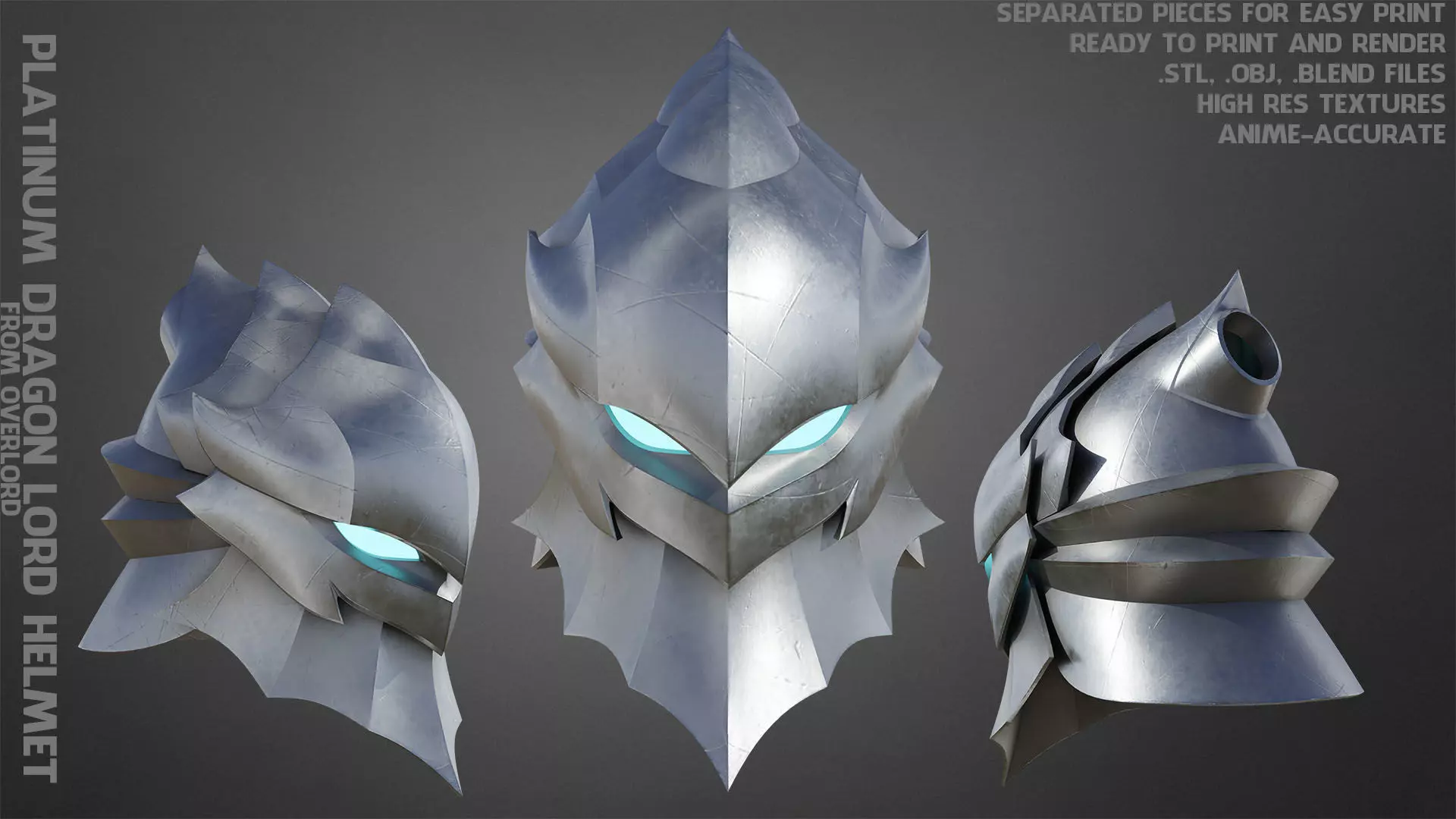 Overlord Platinum Dragon Lord Helmet for Cosplay 3D print model