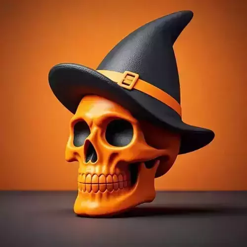 2424  Color 3D Model of a Halloween Skull  Halloween