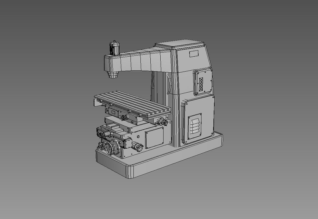 horizontal milling machine 2 Low-poly 3D model_8