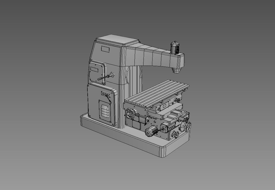 horizontal milling machine 2 Low-poly 3D model_9
