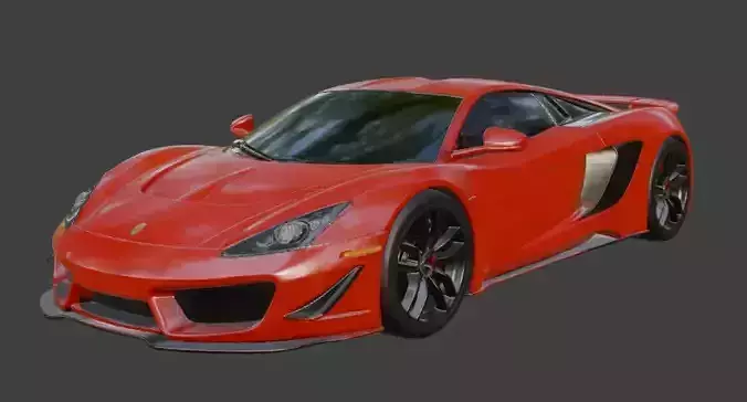 Generic Supercar Red 3D Model