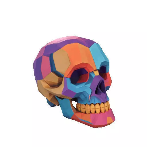 2425Color 3D Model of a Halloween Skull Halloween Low Poly 3D print model_10