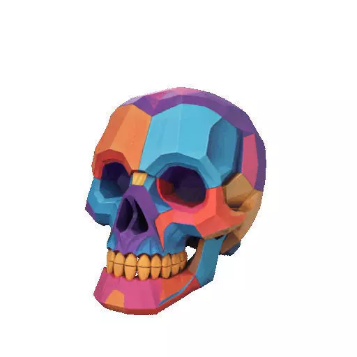 2425Color 3D Model of a Halloween Skull Halloween Low Poly 3D print model_35