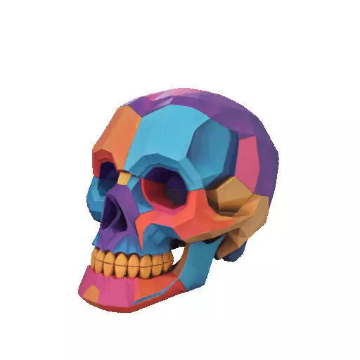 2425Color 3D Model of a Halloween Skull Halloween Low Poly 3D print model_34