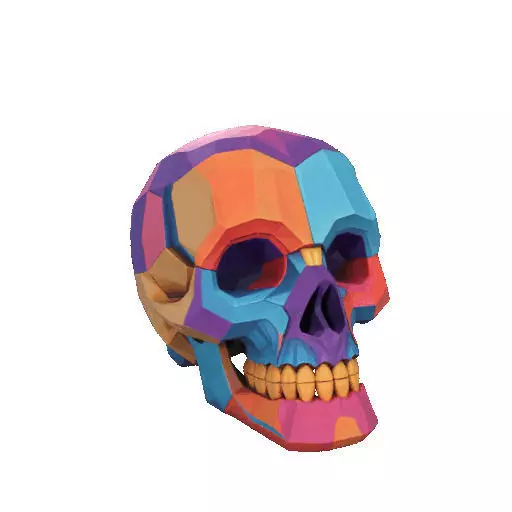 2425Color 3D Model of a Halloween Skull Halloween Low Poly 3D print model_9