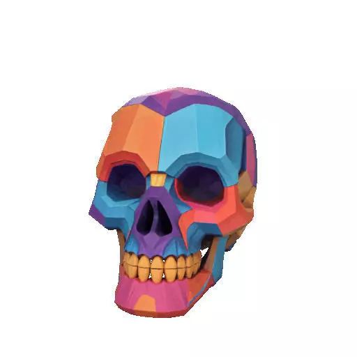2425Color 3D Model of a Halloween Skull Halloween Low Poly 3D print model_36