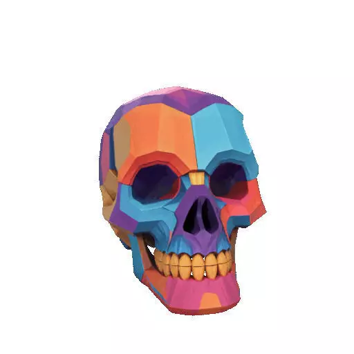 2425Color 3D Model of a Halloween Skull Halloween Low Poly 3D print model_8