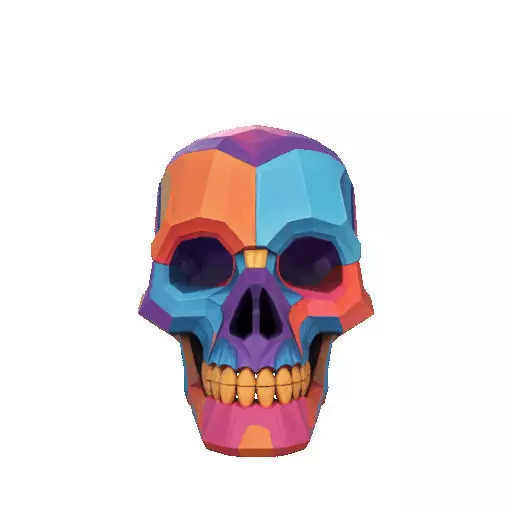 2425Color 3D Model of a Halloween Skull Halloween Low Poly 3D print model_7