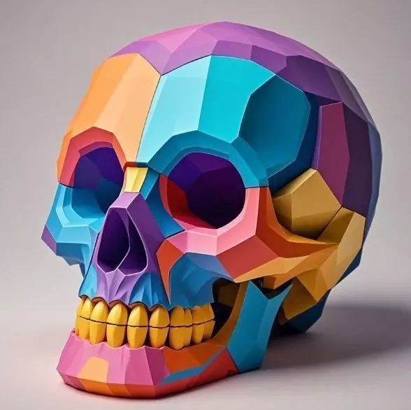 2425Color 3D Model of a Halloween Skull Halloween Low Poly 3D print model_5