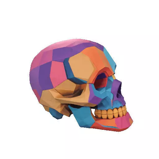2425Color 3D Model of a Halloween Skull Halloween Low Poly 3D print model_12