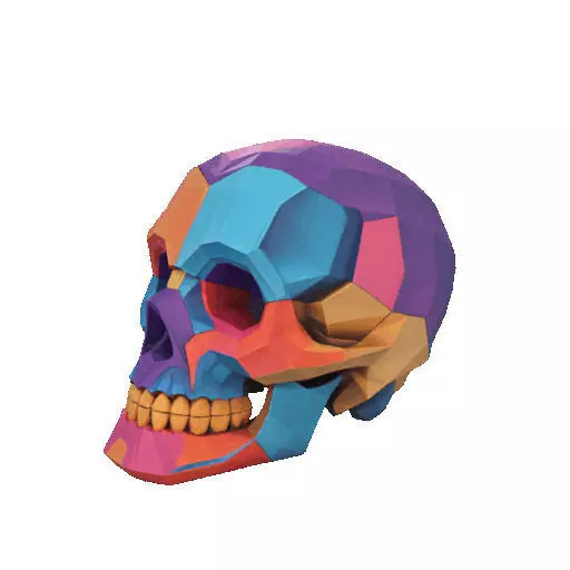2425Color 3D Model of a Halloween Skull Halloween Low Poly 3D print model_33