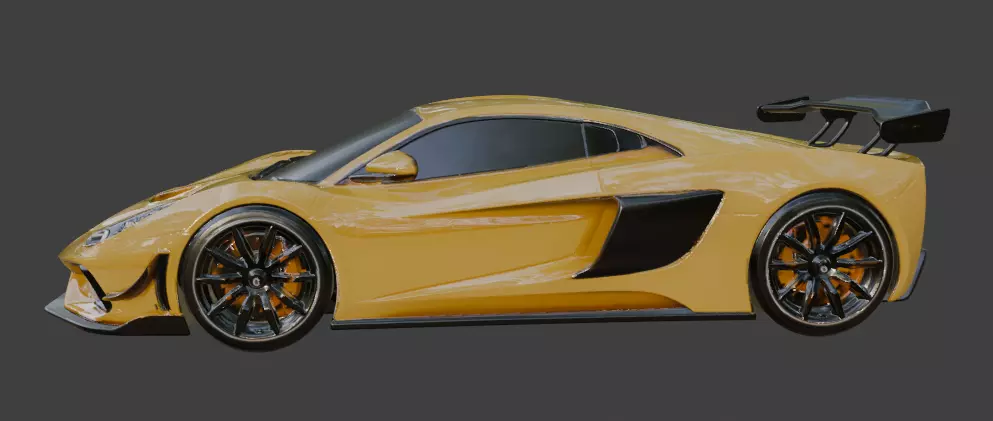 Generic Supercar Yellow 3D Model 3D model_1