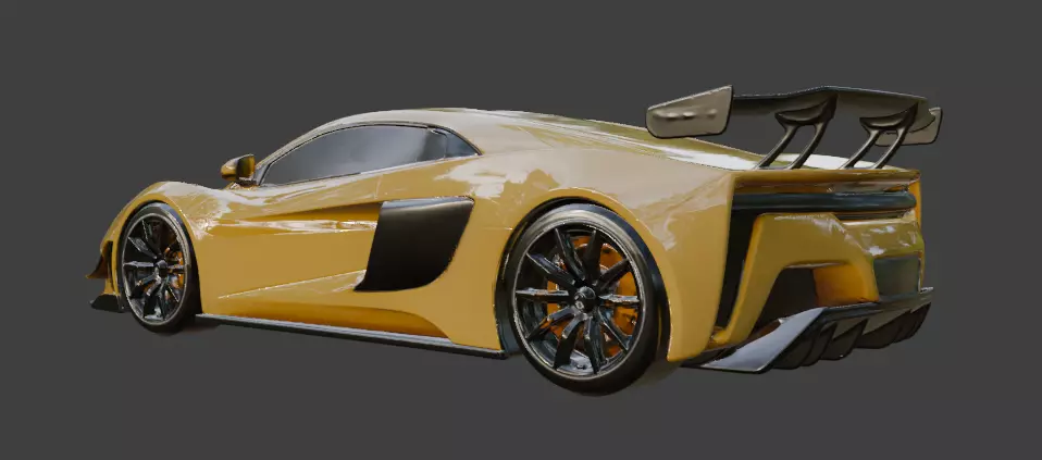 Generic Supercar Yellow 3D Model 3D model_2