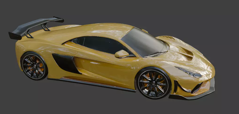 Generic Supercar Yellow 3D Model 3D model_3