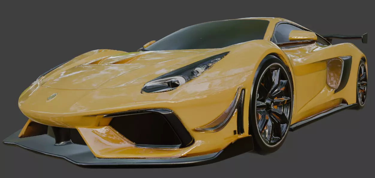 Generic Supercar Yellow 3D Model 3D model_0