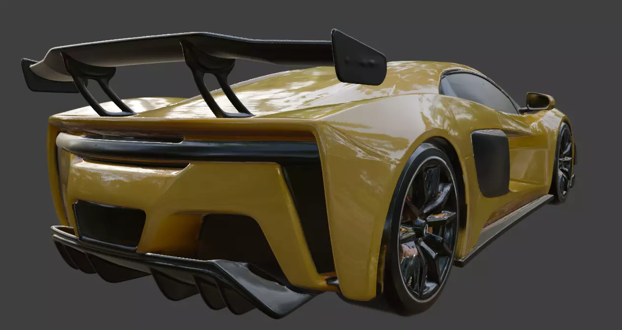 Generic Supercar Yellow 3D Model 3D model_4