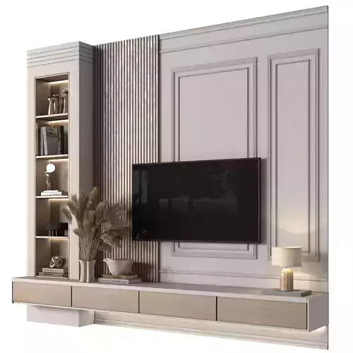 Tv Wall Wood and Plaste- Set 01