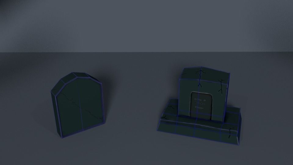 Tombstone game ready set of gravestones Low-poly 3D model_2