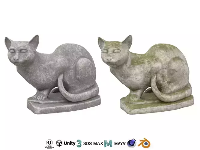 Sitting cat stone statues